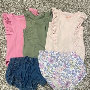 Cat & Jack girls onesies and shorts size 6-9 months